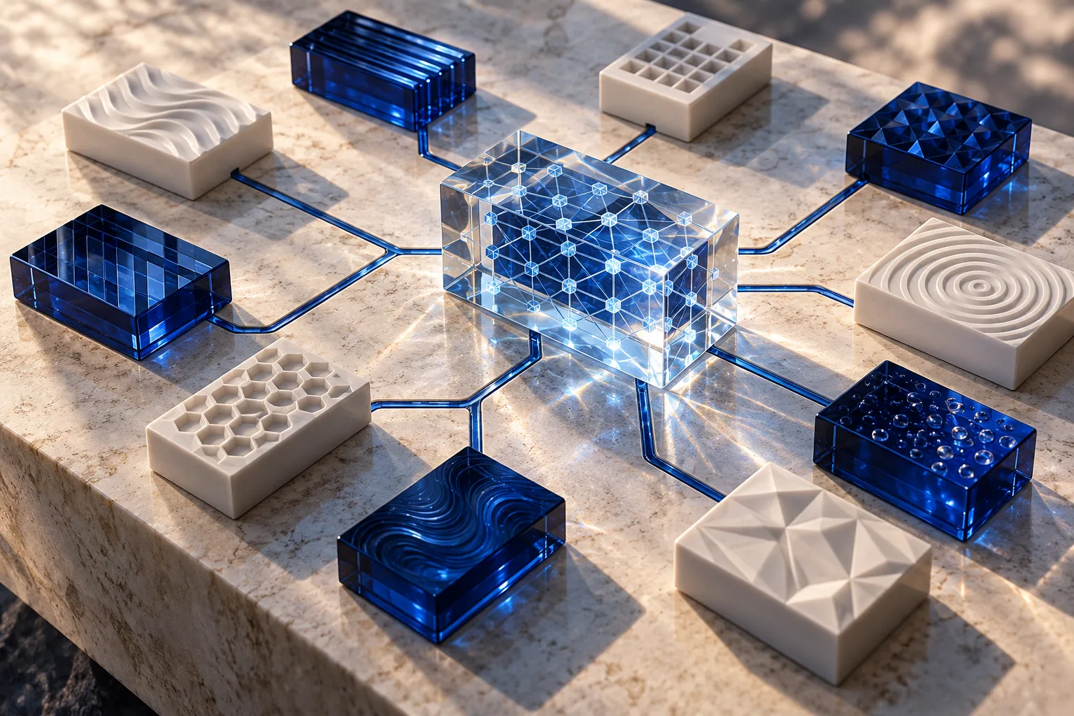 Editorial illustration of generative engine optimization, not a client result